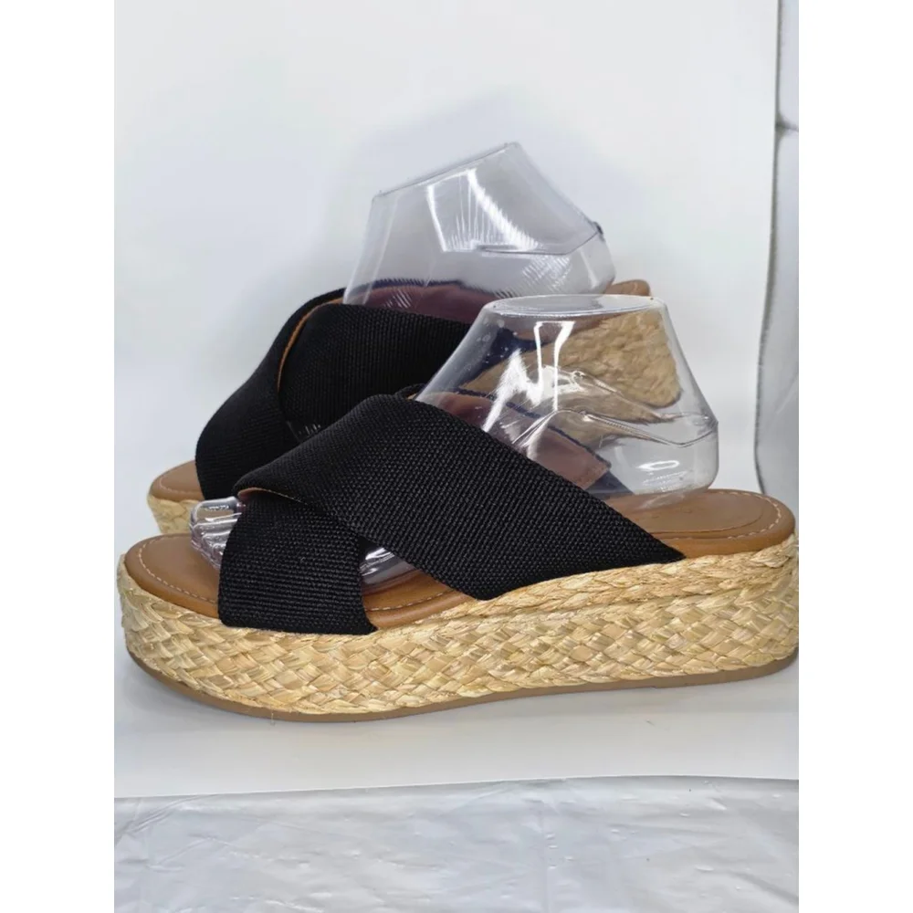 Universal Thread Black Espadrille Platform Sandals Women’s Size 10 - Picture 3 of 7